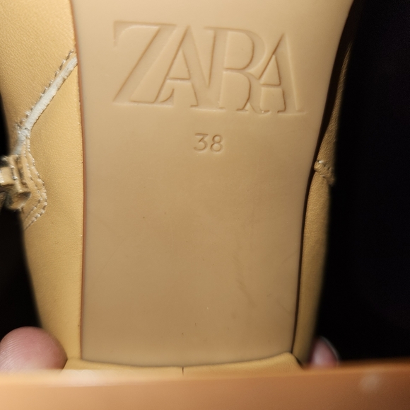 ZARA 100% LEATHER MID HEELED ANKLE BOOTS CAMEL / TAN SZ 38 - Picture 6 of 10